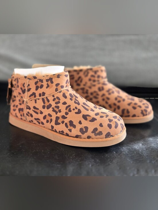 Juicy Couture Shoes - Juicy Couture Leopard Print Ankle Booties - Tan & Black